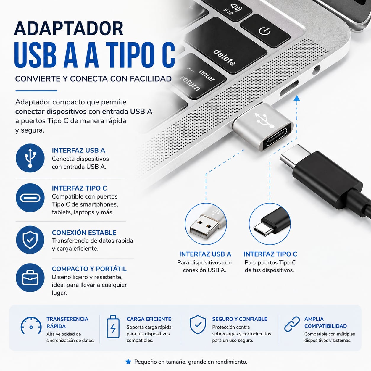 Conector USB A a USB Tipo C para Celular y PC